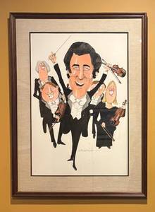 lot 947R image: LR - Framed GR Cheesebrough Caricature Print of Orchestra