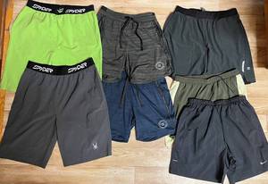 lot 583N image: BR - Lot of 7 Pairs Mens Athletic Shorts Mixed Brands Sizes M-L