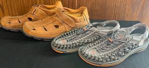 lot 597N image: BR - 2 Pairs MenS Sandals Keen Uneek Size 10.5 Timberland Smart Comfort Size 11