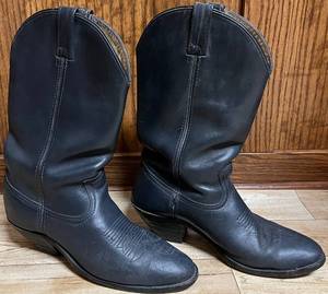 lot 625N image: BR - Double H Black Leather Cowboy Boots