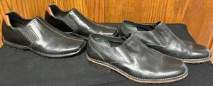 lot 640N image: BR - Set of 2 Cole Haan Mens Black Leather Slip-On Dress Shoes