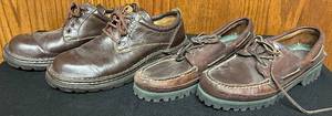 lot 645N image: BR - Set of 2 Mens Brown Leather Shoes Including Tommy Hilfiger and 10.544 Oxfords