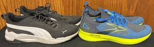 lot 647N image: BR - Pair of Mens Puma and Brooks Running Shoes Size 11