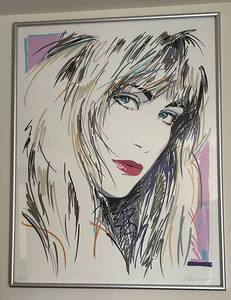 lot 162C image: BS -Dennis Mukai Framed Signed Limited Edition Print Blonde Woman Portrait