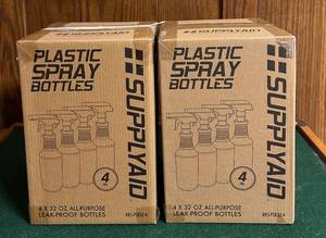 lot 165C image: BS - Lot of 8 SUPPLYAID 32 oz Plastic Spray Bottles All-Purpose Leak-Proof