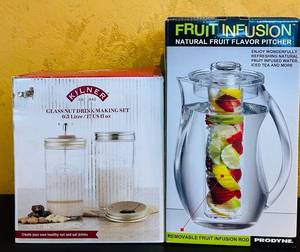 lot 837C image: K - Kilner Glass Nut Drink Making Set and Prodyne Fruit Infusion Pitcher