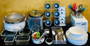 lot 844C image: LR - Large Kitchenware Collection with Appliances, Bakeware, Utensils, and Storage