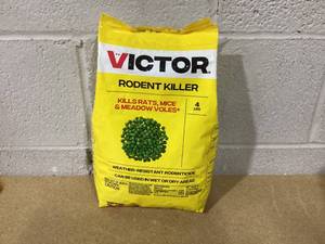 lot 313 image: Victor Rat Poisoning for Inside & Outside Use - Kills Rats, Mice, Meadow Voles  Mouse Poisoning for Indoor & Outdoor Areas, Ready-to-Use, 4 lb Bag - M925 (USED, Maybe 3lbs)