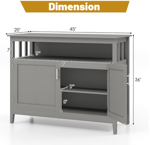 lot 52 image: Buffet Cabinet with Storage, Wood Console Table with Open Compartment, 2 Doors Cabinet with Adjustable Shelf, Credenzas for Living Room, Kitchen Sideboards for Home Coffee Bar (Gray)