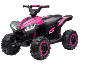 lot 70 image: Aosom 12V Kids ATV Quad Car with Forward & Backward Function, Wear-Resistant Wheels, Music, for Toddlers 3-5 Years Old, Pink