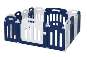 lot 71 image: Qaba Foldable Baby Playpen, 57 x 57 Baby Play Yard, Kids Activity Center with Anti-Slip Base, 14 Panels (Transit Damage)