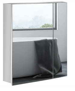 lot 72 image: kleankin Wall Mounted Bathroom Medicine Cabinet with Hinged Door Storage Shelves for Living Room and Laundry Room Silver 21.25 x 5 x 23.5