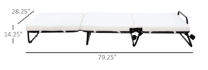 lot 74 image: HOMCOM Portable Folding Bed, Single Guest Bed Convertible Sleeper Ottoman with Wheels, Mattress for Bedroom & Office, White