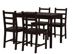 lot 76 image: HOMCOM Dining Table Set for 4, 5 Piece Modern Kitchen Table and Chairs, Solid Wood Dining Room Set for Small Spaces, Breakfast Nook, Chestnut Brown