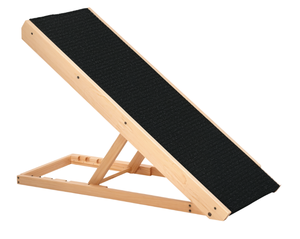 lot 254 image: PawHut Elevated Dog Ramp for Bed, Foldable and Height Adjustable Pet Ramp for Cats with Non-Slip Finish, Pine 35.5 L x 16 W x 24 H, Black