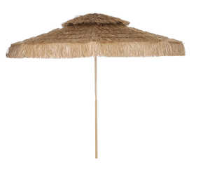 lot 255 image: Outsunny 10 ft. Hula Thatched Tiki Patio Outdoor Umbrella with 8 Ribs, UPF30, for Garden, Backyard, Deck, Pool, Natural