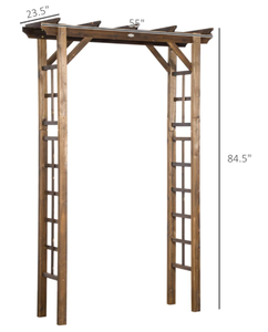 lot 256 image: Outsunny 85 Wooden Garden Arbor for Wedding and Ceremony, Outdoor Garden Arch Trellis for Climbing Vines - Carbonized (Maybe Minor Transit Damage)