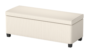 lot 260 image: HOMCOM 44 Inches Ottoman with Storage, Lid, Legs, Corduroy End of Bed Bench for Living Room, Bedroom, Entryway, Beige