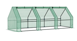lot 267 image: Outsunny 9 x 3 x 3 Portable Mini Greenhouse Outdoor Garden with Large Zipper Doors and WaterUV PE Cover, Green