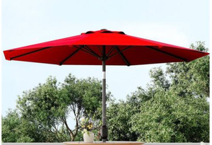 lot 272 image: Garvee 7.5 ft. Metal Pole Round Market Patio Umbrella with UV-Resistant Fabric in Red