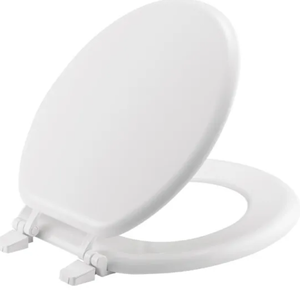 lot 283 image: Bemis Round Enameled Wood Toilet Seat White