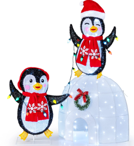 lot 301 image: Tangkula 3D Pre-Lit Indoor Outdoor Xmas Holiday with 170 Cold-White LED Lights