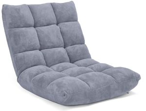 lot 307 image: Giantex 14-Position Floor Sofa, Folding Gaming Sofa Chair, Comfy Cushions & Study Steel Frame, Angle Adjustable Sleeper Bed, Couch Recliner (Grey)