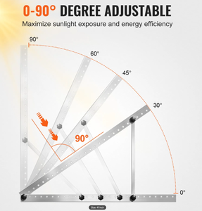lot 402 image: VEVOR 41-Inch Solar Panel Mounting Brackets, 0 to 90° Adjustable Tilt Mount Brackets Support 100-300W Solar Panels, Lightweight Aluminum Brackets with Folding Tilt Legs for RV, Roof, Boat, Off-Grid