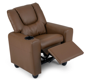 lot 423 image: Costway Kids Recliner Chair Push Back Toddler Reclining Armchair with Cup Holder, Brown