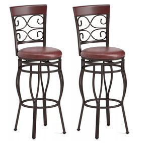 lot 430 image: Costway Set of 2 Vintage Bar Stools 30 Swivel Padded Seat Bistro Dining Kitchen Pub Chair (USED, Missing Hardware)