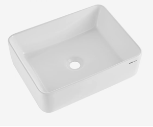 lot 438 image: VEVOR Rectangle Vessel Sink, 19 x 14.7 Bathroom Vessel Sink Countertop, White Ceramic Bathroom Sinks Above Counter, Modern Style, Bright and Elegant, Well-Packaged for Bathroom, Hotel, Toilet, RV