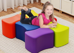 lot 452 image: Costzon 6-Piece Modular Stool Set for Kids, 10 Waterproof Daycare Butterfly Foam Stools Preschool Seating for Toddlers, Flexible Seating Option for Classroom, Home, Kindergarten or Nursery