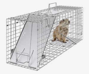 lot 468 image: VEVOR Live Animal Cage Trap, 31 x 10 x 12 Humane Cat Trap Galvanized Iron, Folding Animal Trap with Handle for Rabbits, Stray Cats, Squirrels, Raccoons, Groundhogs and Opossums