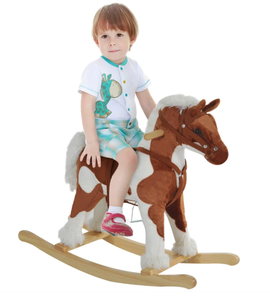 lot 478 image: Qaba Toddler Rocking Horse, Kids Plush Rocking Chair Toy with Nursery Rhyme Music Brown