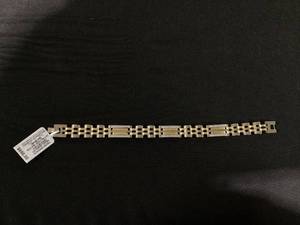 lot 80 image: MCYS Mens Diamond Two-Tone Link Bracelet (12 ct. t.w.) in Stainless Steel and Yellow Ion-Plate