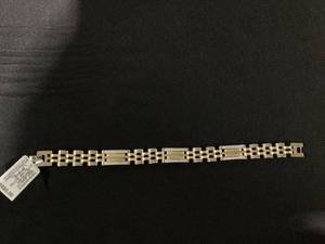 lot 81 image: MCYS Mens Diamond Two-Tone Link Bracelet (12 ct. t.w.) in Stainless Steel and Yellow Ion-Plate
