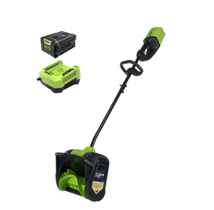 lot 1 image: Greenworks 80V 12 Brushless Cordless Snow Shovel, 2.0Ah Battery and Charger Included glss802100