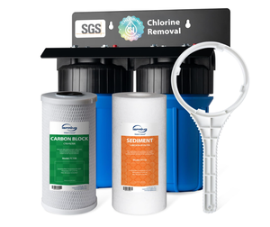 lot 9 image: iSpring WGB21B 2-Stage Whole House Water Filtration System, with 10 x 4.5 Sediment CTO(Chlorine, Taste, and Odor) Filter, 1 InletOutlet