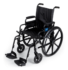 lot 10 image: Medline K4 Basic Lightweight Wheelchair with Swing-Back Desk-Length Arms and Swing-Away Footrests 20in Seat 350lbs Black 1Ct