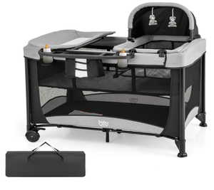 lot 11 image: 5-in-1 Portable Baby Playard with Changing Table and Storage Basket