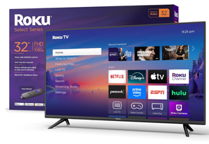 lot 36 image: Roku Smart TV 32-Inch Select Series, 1080p Full HD TV  Roku TV with Voice Remote  Flat Screen LED Television with Wi-Fi for Streaming Live Local News, Sports, Family Entertainment