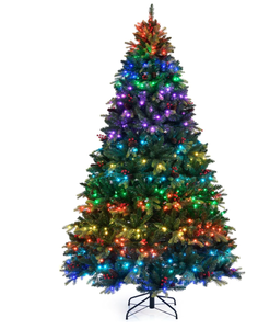 lot 41 image: Goplus 8 FT Smart Pre-Lit Artificial Christmas Tree with Remote Control, 650 APP-Controlled Multicolored RGB Lights, 1936 PE & PVC Branch Tips, Twinkling Modes, Hinged Xmas Tree for Home Office