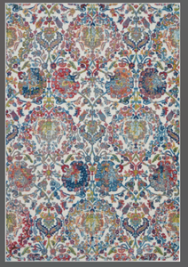 lot 21 image: Ankara Global 53 x 76 Ivory Blue Vintage Indoor Rug 099446457059
