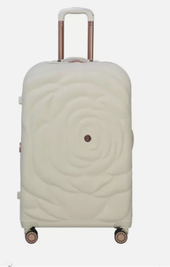 lot 46 image: Thalia Sodi 30 Hardcase Rose Flower Spinner Luggage Suitcase Expandable White
