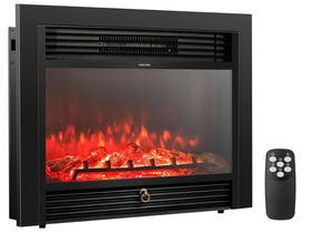 lot 58 image: COSTWAY Electric Fireplace Inserts 28.5-inch Wide, 750W1500W Wall Recessed and Freestanding Fireplace with 3 Flame Colors, 5 Brightness Settings, 8H Timer, Remote Control, Heater for Indoor Use