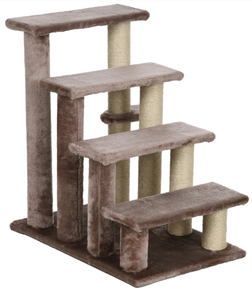 lot 104 image: PawHut 4 Levels Cat Steps with Scratching Posts for High Bed, Sofa, Brown