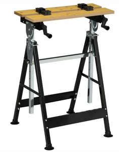 lot 105 image: HOMCOM Work Bench Tool Stand with Adjustable Height and Angle, Carpenter Saw Table with 4 Clamps, Steel Frame, 220lbs Capacity