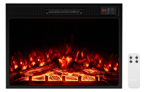 lot 219 image: COSTWAY 23 Inches Electric Fireplace Insert, 750W1500W Fireplace Heater with Remote Control, Adjustable Flame Color & Brightness, 1H-8H Timer, Thermostat and Overheat Protection Log