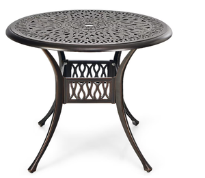 lot 220 image: Costway Round Outdoor Dining Table 36-in W x 36-in L with Umbrella Hole