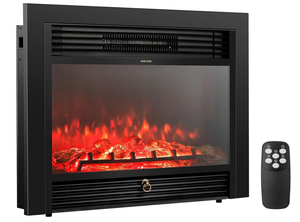 lot 223 image: COSTWAY Electric Fireplace Inserts 28.5-inch Wide, 750W1500W Wall Recessed and Freestanding Fireplace with 3 Flame Colors, 5 Brightness Settings, 8H Timer, Remote Control, Heater for Indoor Use
